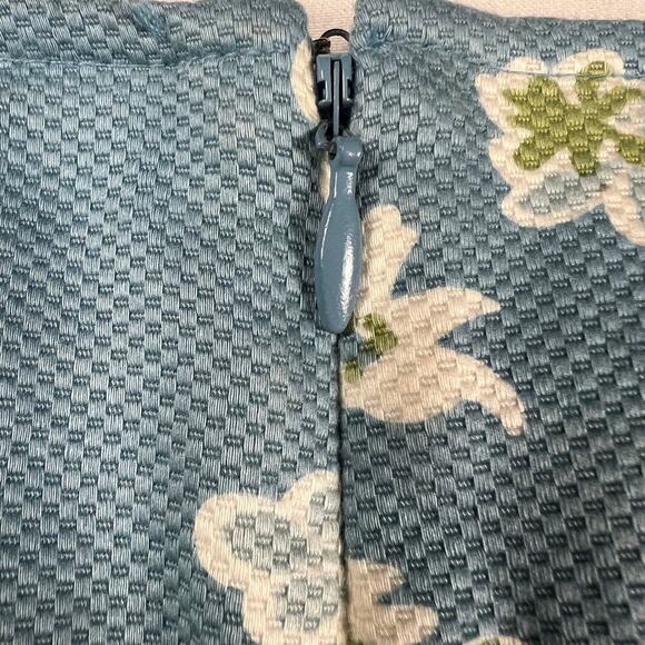 Talbots Woman Floral A-Line Skirt English Blue/Green Textured Cotton Size 16W - Picture 7 of 10